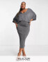 River Island Plus batwing bodycon midi dress in grey grau, 3XL - EU 56-58 - фото #1