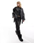 Фото #4 товара ONLY faux leather oversized jacket in washed black