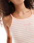 Фото #2 товара Daisy Street jersey cami stripe boxer pyjama set with bow graphic in pink