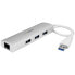 Фото #1 товара StarTech.com 3-Port Portable USB 3.0 Hub plus Gigabit Ethernet - Built-In Cable - Wired - USB - Ethernet - 5000 Mbit/s - Silver,White