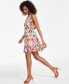 Фото #3 товара Women's Floral-Print Tie-Front Mini Dress, Created for Macy's