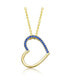 Фото #1 товара Kids' 14k Gold Plated with Sapphire blue Cubic Zirconia Heart Pendant Necklace