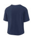 ფოტო #4 პროდუქტის Women's Navy, White Cleveland Guardians Line Up High Hip Fashion T-shirt