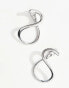 Фото #2 товара ASOS DESIGN hoop earrings with back and front clicker wiggle design in silver tone