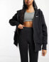 Фото #1 товара Nike mini swoosh oversized full zip hoodie in black and sail