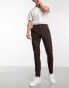 Фото #3 товара ASOS DESIGN skinny wool mix smart trousers in chocolate brown window check