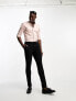 ASOS DESIGN wedding premium skinny sateen shirt with mandarin collar in light pink