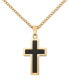 ფოტო #1 პროდუქტის Black Carbon Fiber Cross 24" Pendant Necklace in Gold-Tone Ion-Plated Stainless Steel