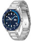 ფოტო #3 პროდუქტის Men's Finn Quartz Silver-Tone Stainless Steel Bracelet Watch 44mm