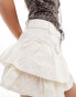 Bershka button detail tiered rara skirt in ecru