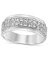 Фото #1 товара Men's Diamond Double Row Ring (1 ct. t.w.) in 10k White Gold