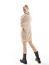 Фото #5 товара Miss Selfridge v neck slouchy knit mini dress in oatmeal