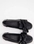 ASOS DESIGN Wide Fit Mentor bow flat shoes in black