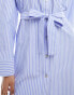 Фото #4 товара Stradivarius cotton shirt dress in blue stripe