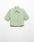 ფოტო #1 პროდუქტის Women's Linen-Blend Short-Sleeve Shirt