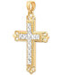 ფოტო #2 პროდუქტის Ornate Two-Tone Cross Pendant in 14k Gold