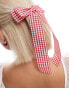 Фото #2 товара Reclaimed Vintage hair bow in red gingham check