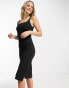 Фото #2 товара Urban Revivo square neck straight midi dress in black