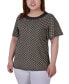 Фото #1 товара Plus Size Short Sleeve Knit Top with Sheer Inset