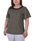 Plus Size Short Sleeve Knit Top with Sheer Inset