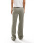 Bershka linen tailored flared trousers in taupe