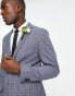 Selected Homme slim fit suit jacket in grey blue check