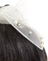 True Decadence pearl detail organza hair bow in white