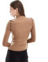 Фото #2 товара Vero Moda long sleeve t-shirt with contrast stitching in brown