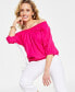 Фото #4 товара Women's Smocked Off-The-Shoulder Blouse, Created for Macy's