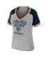 ფოტო #3 პროდუქტის Women's Heather Gray Chicago Bears Throwback Raglan V-Neck T-shirt