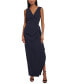 Фото #1 товара Women's Gathered Side-Slit V-Neck Gown
