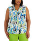 Фото #1 товара Plus Size Floral Tie-Neck Sleeveless Blouse