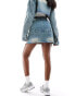 Фото #2 товара Kyo The Brand denim double waistband exposed pocket mini skirt co-ord in blue bleach wash