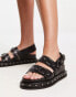 Фото #1 товара ASOS DESIGN – Focused – Flache Ledersandalen in Schwarz mit Nietenverzierung