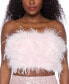 ფოტო #2 პროდუქტის Juniors' Strapless Zip-Back Feather-Front Top