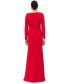 Women's Ruched Long-Sleeve Slit Gown