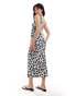 Wednesday's Girl floral print v-neck midaxi dress in cream and black Creme/Schwarz geblümt, 2XS - фото #4