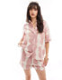 Iisla & Bird tie dye oversized beach shirt co-ord in pink