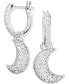 ფოტო #1 პროდუქტის Rhodium-Plated Pavé Moon Charm Hoop Earrings