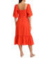 Women's Puff-Sleeve Midi Dress