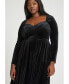 Фото #3 товара Plus Size Velvet Sweetheart Neckline Dress