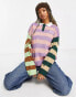 Kickers relaxed knitted rugby jumper in mix stripe