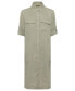 ფოტო #1 პროდუქტის Women's 100% Linen 3/4 Sleeve Dress with Rolled Sleeve Tab Detail