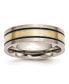 ფოტო #1 პროდუქტის Titanium Antiqued and Brushed 14k Gold Inlay Flat Band Ring