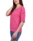 ფოტო #3 პროდუქტის Petite Grommet-Trim Split-Sleeve Top