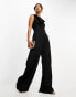 French Connection satin cowl neck jumpsuit in black Черный, 38 - фото #1