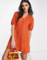 Фото #4 товара Платье Mango Мини в оранжевом с объемными рукавами
