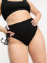 ASOS DESIGN Curve mix and match crinkle high leg high waist bikini bottom in black