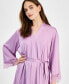 Фото #2 товара Women's Lace-Trim Stretch Satin Robe, Created for Macy's