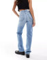 Фото #10 товара Stradivarius Petite straight leg jean in medium wash blue